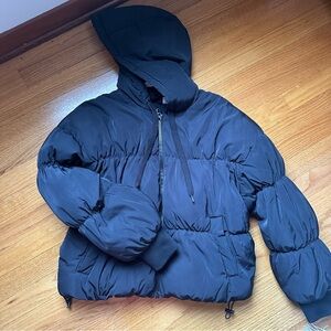 Black Puffer Jacket with Hood